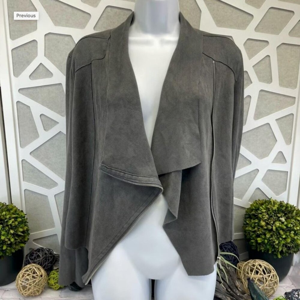 Women's Avant Garde Gray Suede Wrap Jacket